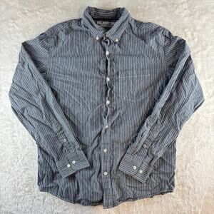 Old Navy Button Down Men's Large "The Classic Shirt" Blue Striped Long Sleeve